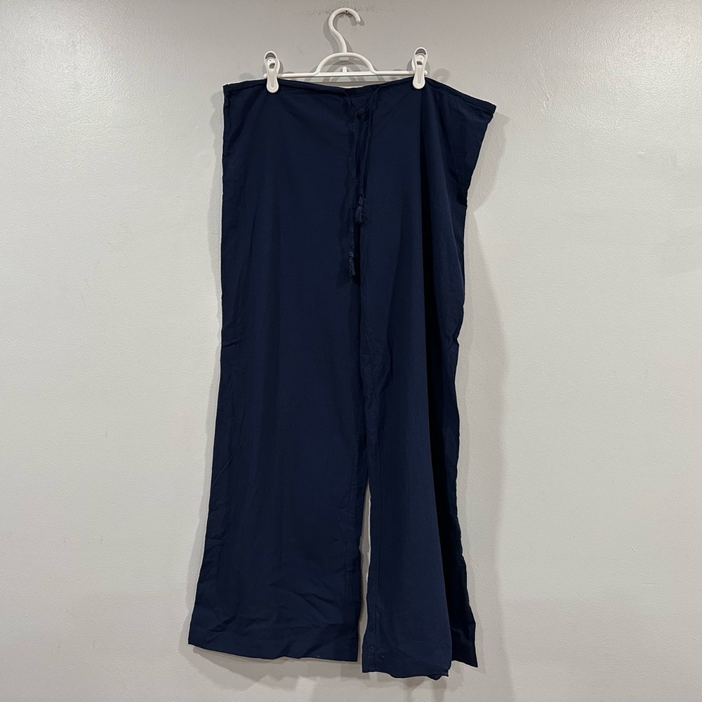Tommy Bahama Navy High Rise Wide Leg Drawstring Pants Medium M